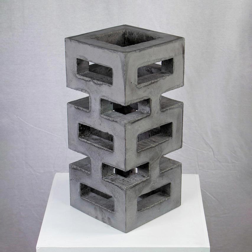 Photograph of geometric sculpture made of concrete