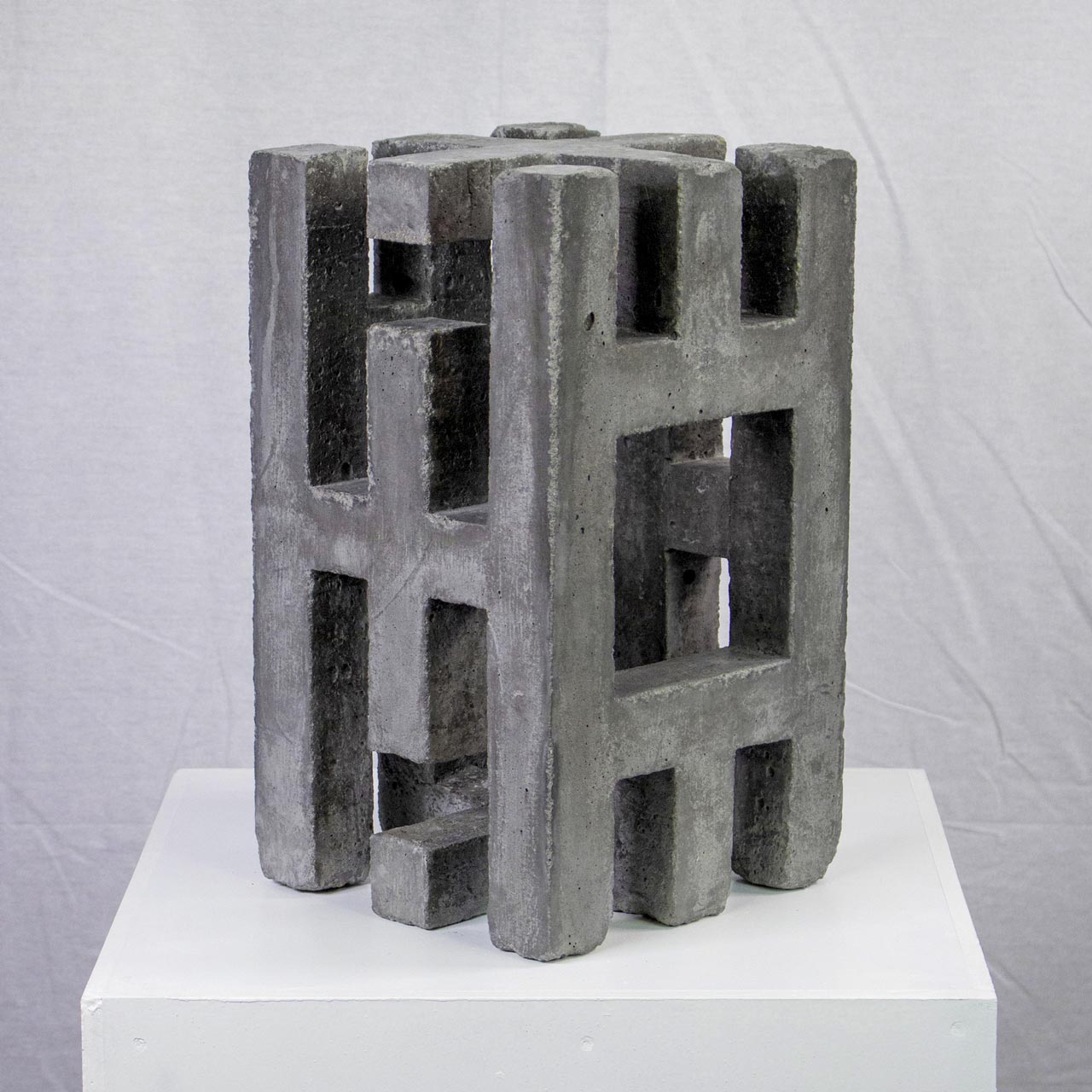Photograph of geometric sculpture made of concrete