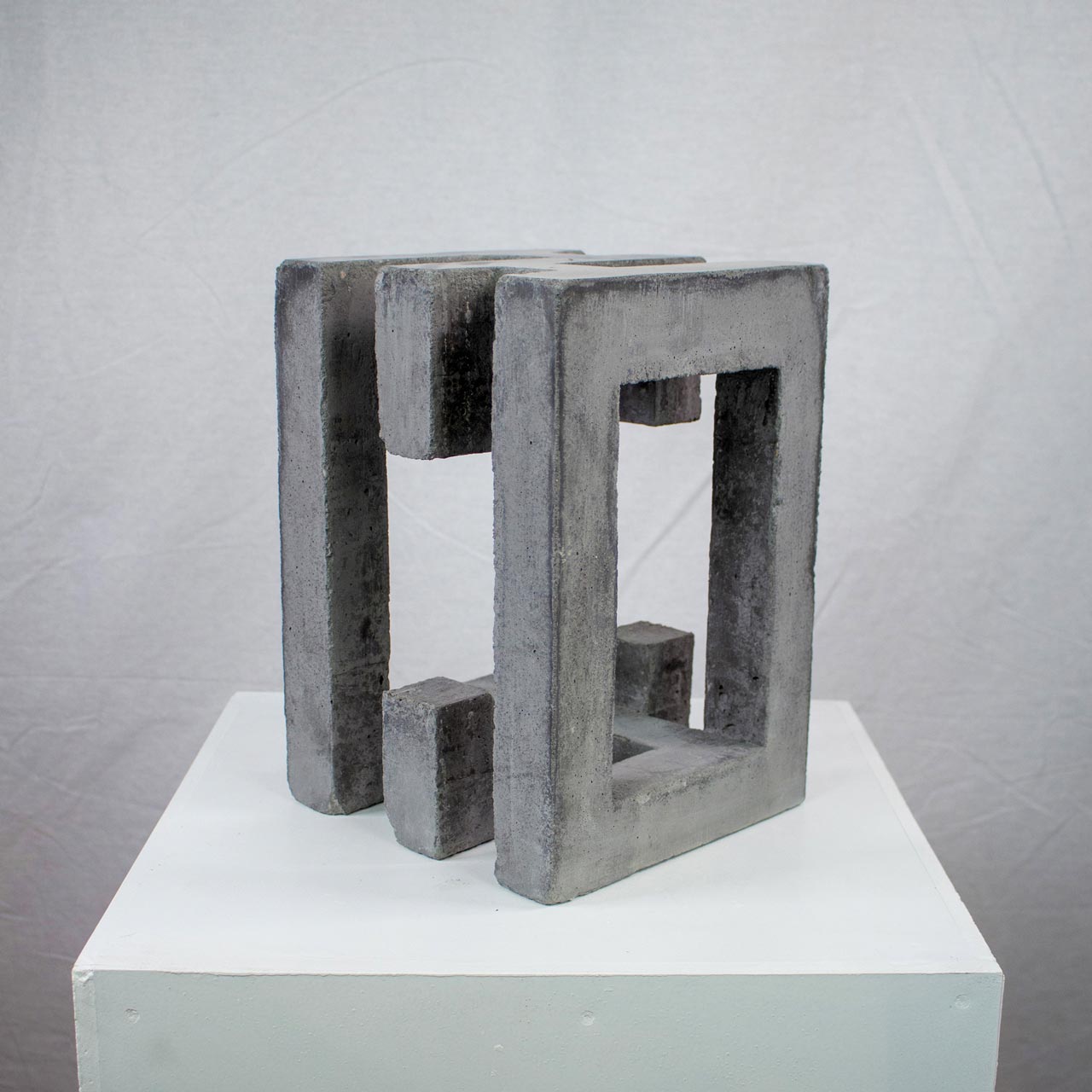 Photograph of geometric sculpture made of concrete