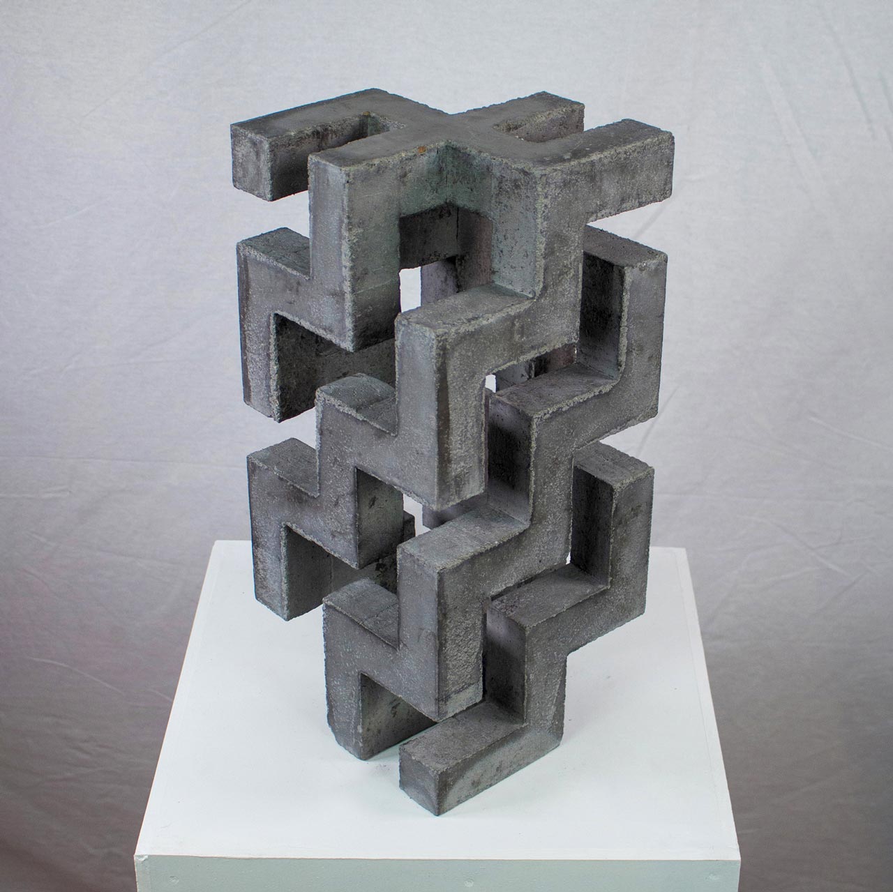 Photograph of geometric sculpture made of concrete